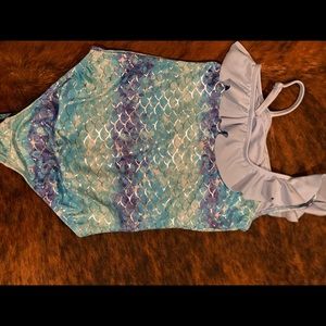 Girls justice ruffle mermaid bathing suit size 8